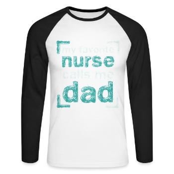 Proud dad of a nurse - Unisex Long Sleeve Baseball T-Shirt - white/black - Front - Nik (191cm)