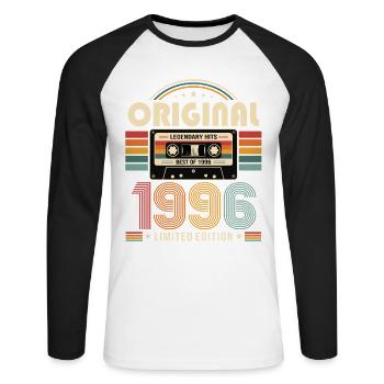 Cassette Gift Man pour le 30e anniversaire Best of 1996 - T-shirt baseball manches longues Homme - blanc/noir - Devant - Nik (191cm)