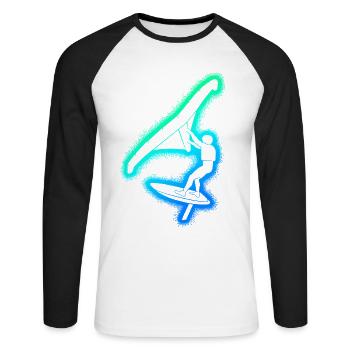 Wing Surf Wingsurfen Herren Kinder Jungen Wingfoil - Unisex Baseballshirt langarm - Weiß/Schwarz - Vorne - Nik (191cm)