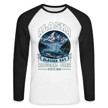 Alaska Cruise Glacier Nationalpark - Unisex Baseballshirt langarm - Weiß/Schwarz - Vorne - Nik (191cm)
