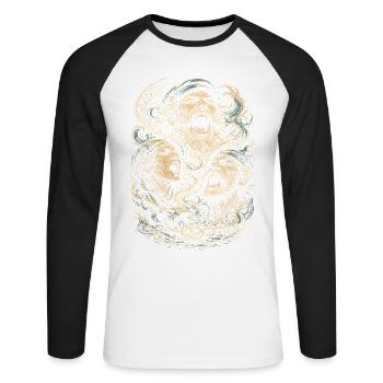 Shanty Chor Seemannslieder - Unisex Baseballshirt langarm - Weiß/Schwarz - Vorne - Nik (191cm)
