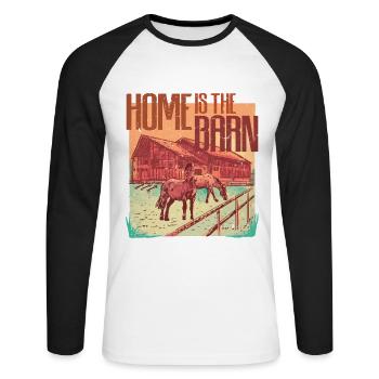 Rider Rider Horse Home Is The Barn - Unisex Long Sleeve Baseball T-Shirt - white/black - Front - Nik (191cm)