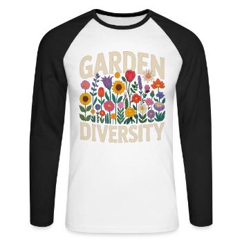 Garden Diversity Flowers Diversity - Unisex Long Sleeve Baseball T-Shirt - white/black - Front - Nik (191cm)