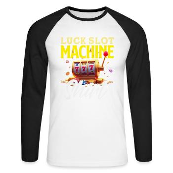 Gambling Slot Machine Casino Jackpot Winners - Unisex Long Sleeve Baseball T-Shirt - white/black - Front - Nik (191cm)