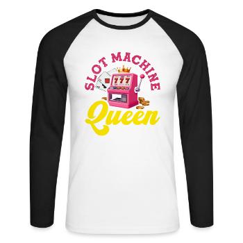 Pink Slots Queen Casino Jackpot - Unisex Long Sleeve Baseball T-Shirt - white/black - Front - Nik (191cm)