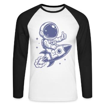Astronaut on rocket space adventure - Unisex Long Sleeve Baseball T-Shirt - white/black - Front - Nik (191cm)