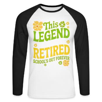 teacher Retirement Gifts for Teachers Retirement - T-shirt baseball manches longues Homme - blanc/noir - Devant - Nik (191cm)