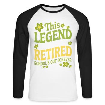 teacher Retirement Gifts for Teachers Retirement - T-shirt baseball manches longues Homme - blanc/noir - Devant - Nik (191cm)