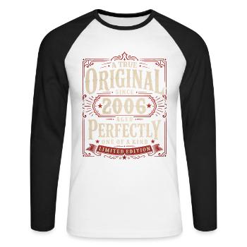 2000th Birthday Gift Original Vintage 2006 - Unisex Long Sleeve Baseball T-Shirt - white/black - Front - Nik (191cm)