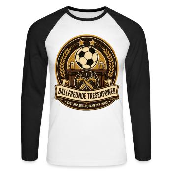 Ballfreunde Tresenpower - Unisex Baseballshirt langarm - Weiß/Schwarz - Vorne - Nik (191cm)
