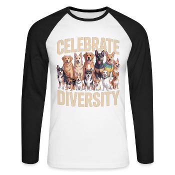 Celebrate Dog Diversity Dogs - Unisex Long Sleeve Baseball T-Shirt - white/black - Front - Nik (191cm)