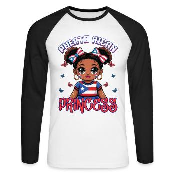 Puerto-ricanische Prinzessin Puerto Rico - Unisex Baseballshirt langarm - Weiß/Schwarz - Vorne - Nik (191cm)