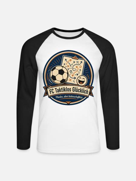FC Taktiklos Glücklich - Unisex Baseballshirt langarm - Weiß/Schwarz