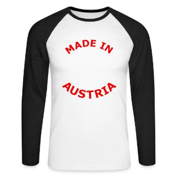 Made in Austria Eagle Logo Silhouette - Unisex Long Sleeve Baseball T-Shirt - white/black - Front - Nik (191cm)