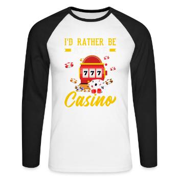 Prefer to gamble in the casino slot machine gambling - Unisex Long Sleeve Baseball T-Shirt - white/black - Front - Nik (191cm)