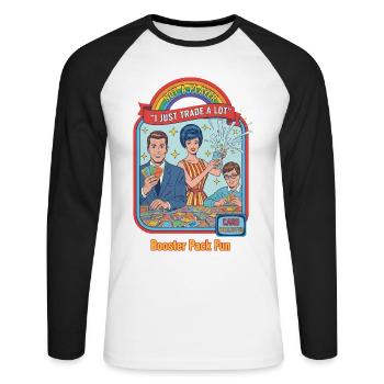 Je ne suis pas un joueur, j’échange juste beaucoup de boosters pour le plaisir - T-shirt baseball manches longues Homme - blanc/noir - Devant - Nik (191cm)