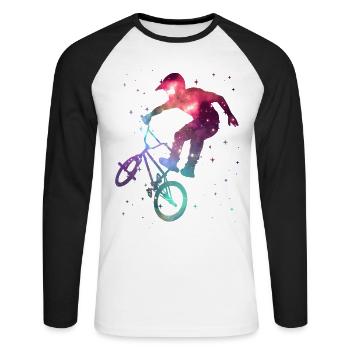 BMX Bike Space Boys Bike BMX Kids - Unisex Long Sleeve Baseball T-Shirt - white/black - Front - Nik (191cm)