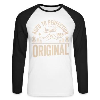 August 1965 – Legende der Gipfel und Berge - Unisex Baseballshirt langarm - Weiß/Schwarz - Vorne - Nik (191cm)
