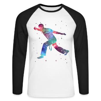 Capoeira Martial Arts Space Kids Capoerista - Unisex Long Sleeve Baseball T-Shirt - white/black - Front - Nik (191cm)