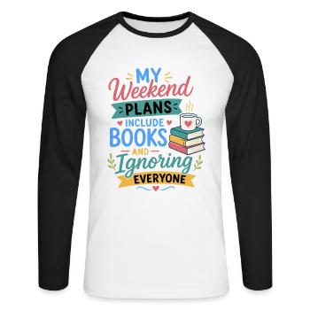 Lesen Bücher Roman Fan Leseratte Design - Unisex Baseballshirt langarm - Weiß/Schwarz - Vorne - Nik (191cm)