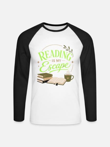 Book Fan Literature Lover Reading Motif - Unisex Long Sleeve Baseball T-Shirt - white/black