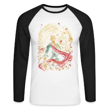 Bollywood - Unisex Baseballshirt langarm - Weiß/Schwarz - Vorne - Nik (191cm)