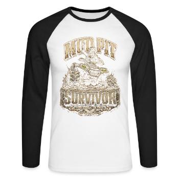ATV Quad Driver Quad Survivant dans la fosse de boue - T-shirt baseball manches longues Homme - blanc/noir - Devant - Nik (191cm)