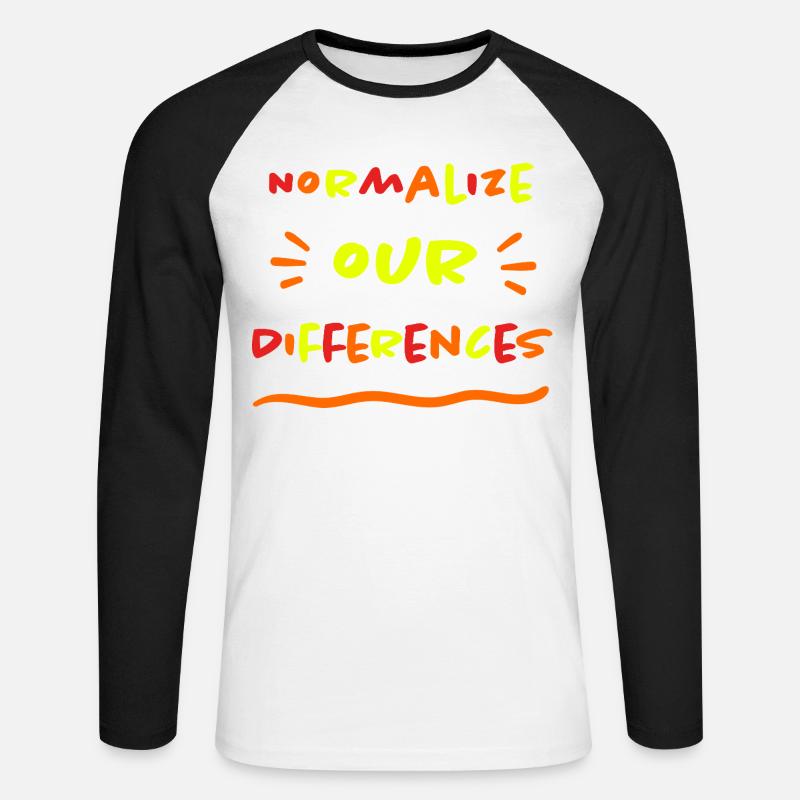 Normalize our Differences - Inclusion - neon - Unisex Long Sleeve Baseball T-Shirt - white/black