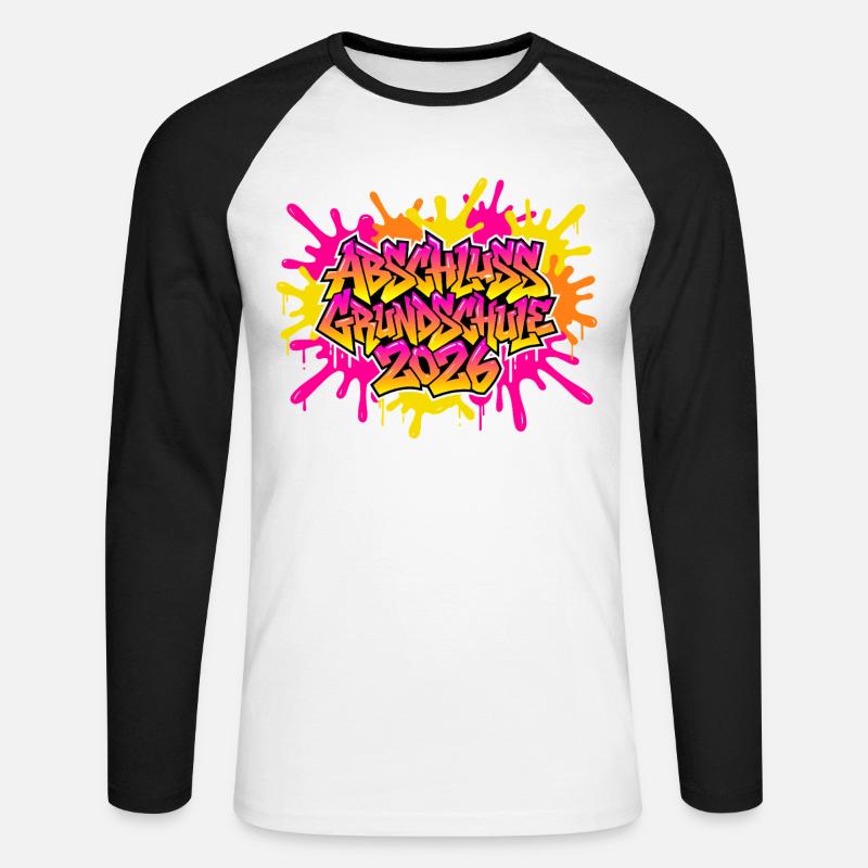 Grundschule Abschluss 2026 Graffiti  - Unisex Baseballshirt langarm - Weiß/Schwarz