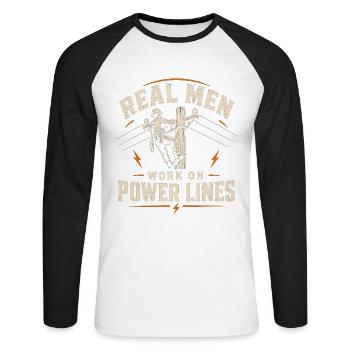 Conception de câbles pour ingénieurs électriciens - T-shirt baseball manches longues Homme - blanc/noir - Devant - Nik (191cm)