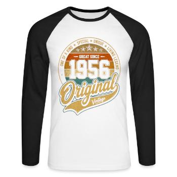 1956 Vintage Original 70th Birthday - Unisex Long Sleeve Baseball T-Shirt - white/black - Front - Nik (191cm)