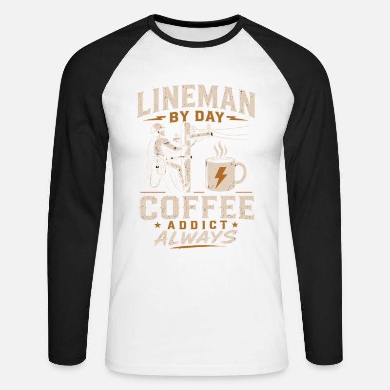 Strom Techniker Kaffee Kabel Arbeit - Unisex Baseballshirt langarm - Weiß/Schwarz