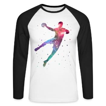 Handball Player Handball Player Space Boy Handball - Unisex Long Sleeve Baseball T-Shirt - white/black - Front - Nik (191cm)