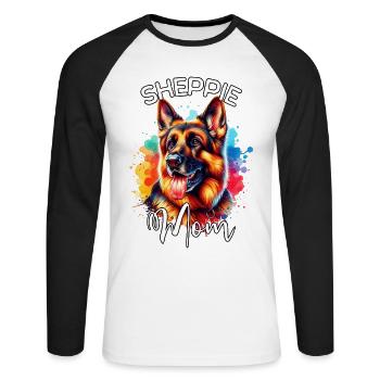 German Shepherd Mama - Unisex Long Sleeve Baseball T-Shirt - white/black - Front - Nik (191cm)