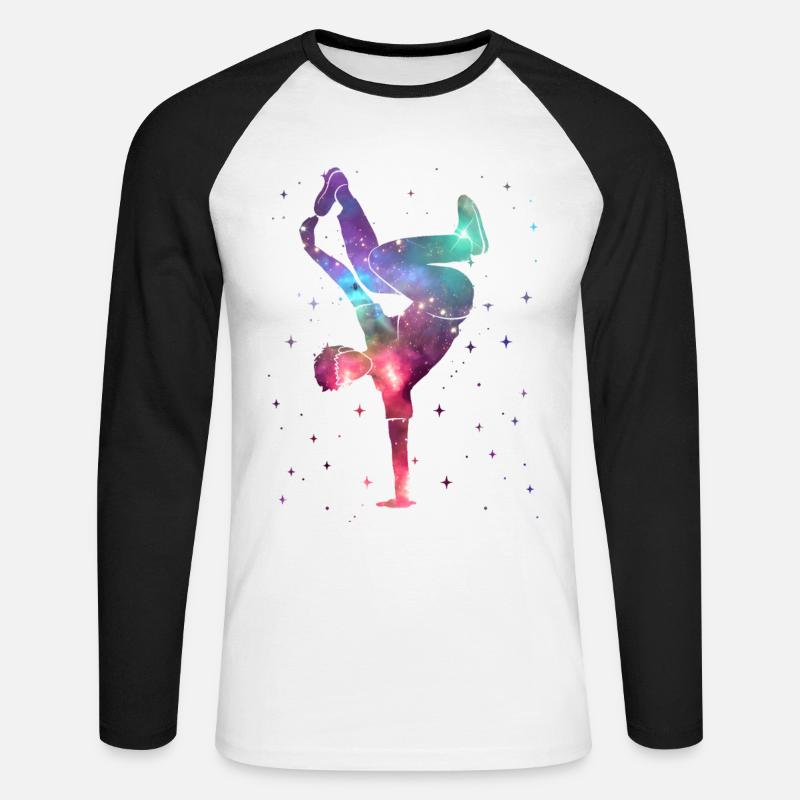 Breakdancing Breakdancer Space Breakdance - Unisex Long Sleeve Baseball T-Shirt - white/black