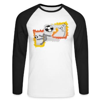 Fußball Fußballspieler Ballkunst - Unisex Baseballshirt langarm - Weiß/Schwarz - Vorne - Nik (191cm)