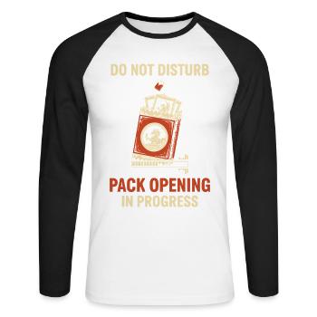 Ne pas interrompre l’ouverture de paquets en cours de trading - T-shirt baseball manches longues Homme - blanc/noir - Devant - Nik (191cm)