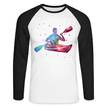 Kanu Paddelboot Weltraum Kinder Jungen Kajak - Unisex Baseballshirt langarm - Weiß/Schwarz - Vorne - Nik (191cm)