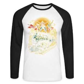 Bollywood - Unisex Baseballshirt langarm - Weiß/Schwarz - Vorne - Nik (191cm)