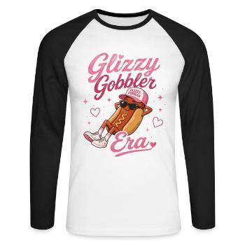 Glizzy Hot Dog Fan Sausage Lover - Unisex Long Sleeve Baseball T-Shirt - white/black - Front - Nik (191cm)