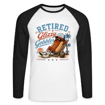 Hot Dog, Sausage, Sausage, BBQ, Humor - Unisex Long Sleeve Baseball T-Shirt - white/black - Front - Nik (191cm)