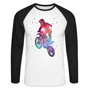 Motocross Dirt Bike Dirt Bike Space Kids - Unisex Long Sleeve Baseball T-Shirt - white/black - Front - Nik (191cm)