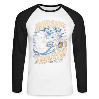 Bogenschießen Bogenschütze Wind Ruined Everything - Unisex Baseballshirt langarm - Weiß/Schwarz - Vorne - Nik (191cm)