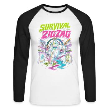 Survivance au laser tag en zigzag - T-shirt baseball manches longues Homme - blanc/noir - Devant - Nik (191cm)