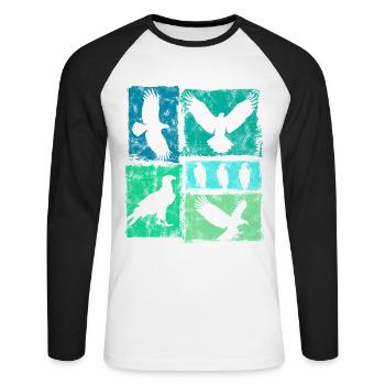 Eagle Retro Graphic Vintage Animal Print - T-shirt baseball manches longues Homme - blanc/noir - Devant - Nik (191cm)