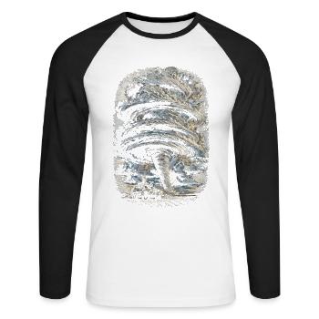 Météorologue chasseur de tempêtes - T-shirt baseball manches longues Homme - blanc/noir - Devant - Nik (191cm)