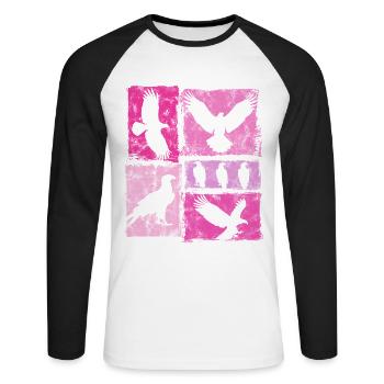 Eagle Retro Graphic Silhouettes - Unisex Long Sleeve Baseball T-Shirt - white/black - Front - Nik (191cm)