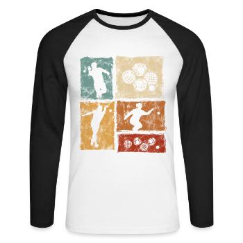 Boccia Und Petanque Spieler Grafik - Unisex Baseballshirt langarm - Weiß/Schwarz - Vorne - Nik (191cm)