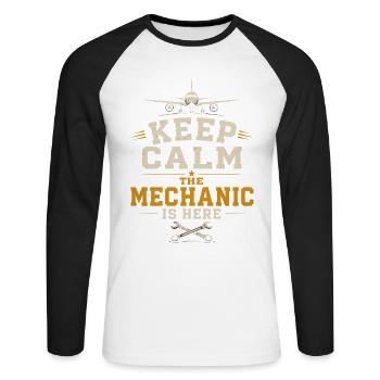 Aircraft Engineering Aviation Engineer Profession - Unisex Long Sleeve Baseball T-Shirt - white/black - Front - Nik (191cm)