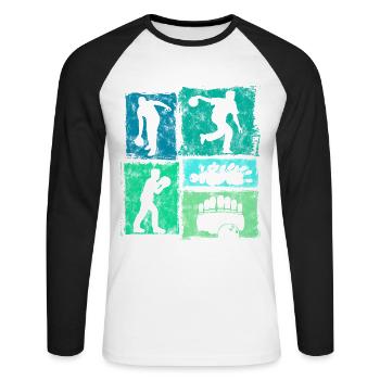 Bowling Kegeln Retro-Grafik Für Bowlingspieler - Unisex Baseballshirt langarm - Weiß/Schwarz - Vorne - Nik (191cm)